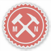 Sticker Logo du marteau du géologue avec vos initiales sur (Devant)
