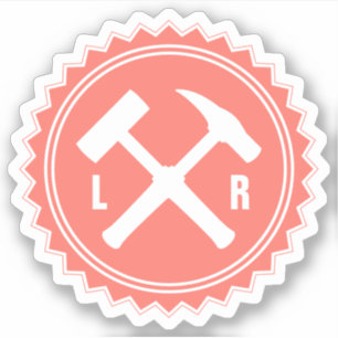 Sticker Logo du marteau du géologue avec vos initiales sur