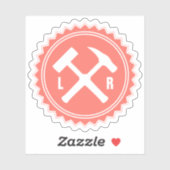 Sticker Logo du marteau du géologue avec vos initiales sur (Feuille)