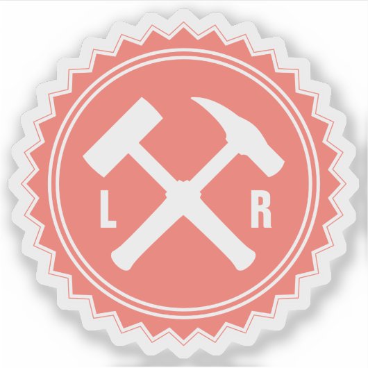 Sticker Logo du marteau du géologue avec vos initiales sur (Devant)