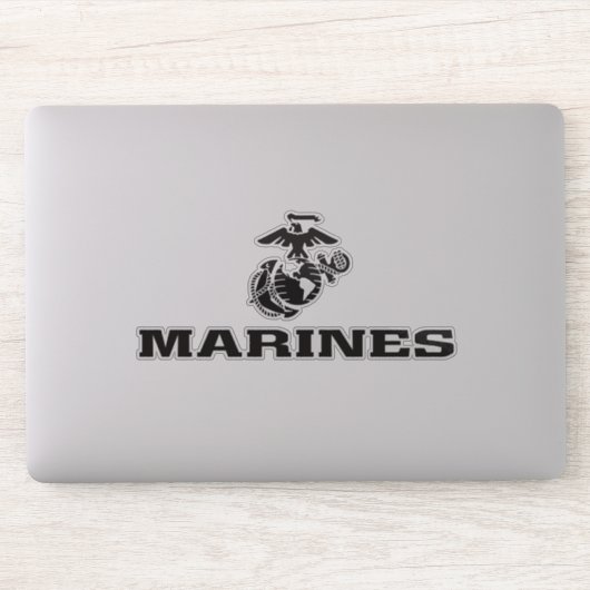 Sticker Logo en noir empilé USMC (Ordinateur)