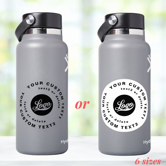 Sticker Logo et texte sur Clear Vinyl Business Water Bottl