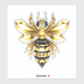 Sticker Logo Faux Gold Foil Bee Polygonal sur Noir (Feuille)