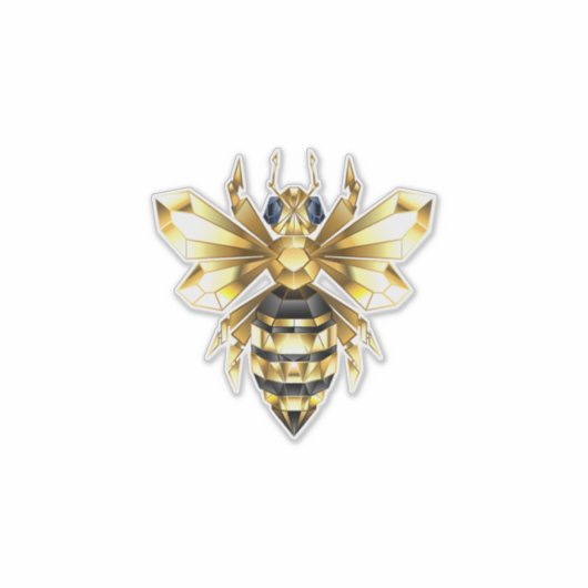 Sticker Logo Faux Gold Foil Bee Polygonal sur Noir (Devant)