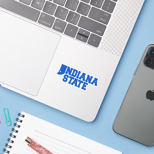 Sticker Logo Indiana State (Ordinateur portable avec iPhone)