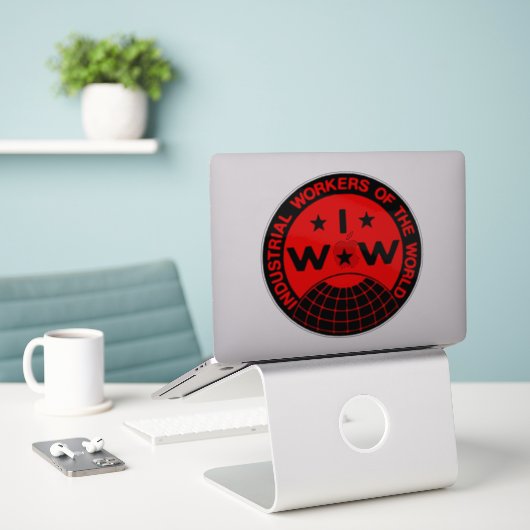 Sticker Logo IWW - Wobblies (Ordinateur portable sur le bureau)