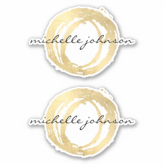 Sticker Logo Luxe Faux Gold Peint Cercle Designer (Devant)