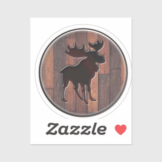 Sticker Logo Majestic Moose Bois Plank Round (Feuille)