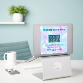 Sticker Logo, Message, Promo d'entreprise, Conception Irid (Ordinateur portable sur le bureau)