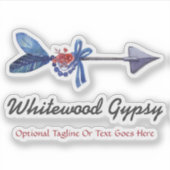 Sticker Logo Nom Flèche Bohème Gitane Plume & Perles (Devant)