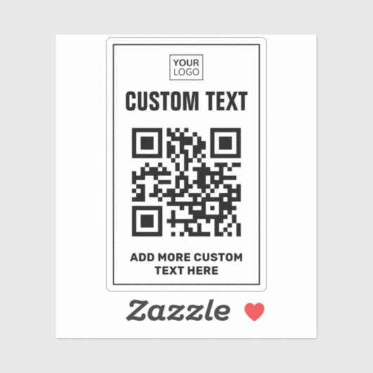 Sticker Logo personnalisé, code QR et texte blanc (Feuille)