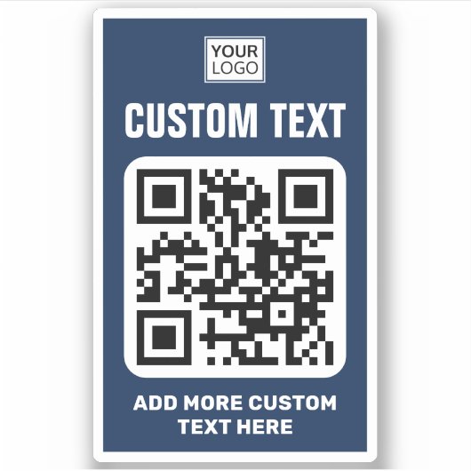 Sticker Logo personnalisé, code QR et texte bleu foncé et (Devant)