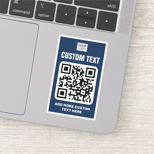 Sticker Logo personnalisé, code QR et texte bleu foncé et  (Détail)