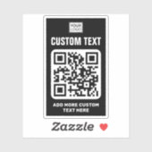 Sticker Logo personnalisé, code QR et texte noir et blanc (Feuille)