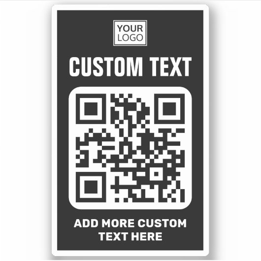 Sticker Logo personnalisé, code QR et texte noir et blanc (Devant)