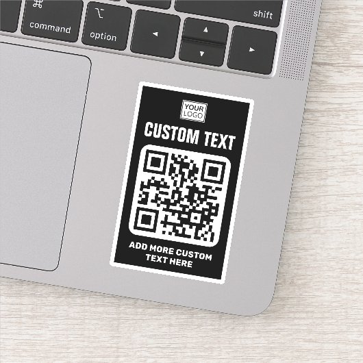 Sticker Logo personnalisé, code QR et texte noir et blanc (Détail)