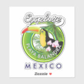 Sticker Logo rétro de Playa Balandra Mexique (Feuille)