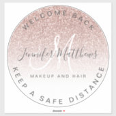Sticker Logo rose Gold Salon COVID Sécurité Distance socia (Feuille)