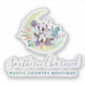 Sticker Logo Rustic Southern Country Cotton Floral Moon (Devant)
