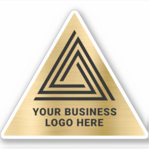 Sticker Logo Triangulaire Noir Faux Feuille Or Clair