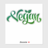 Sticker Logo Vegan Green Typography Art (Feuille)
