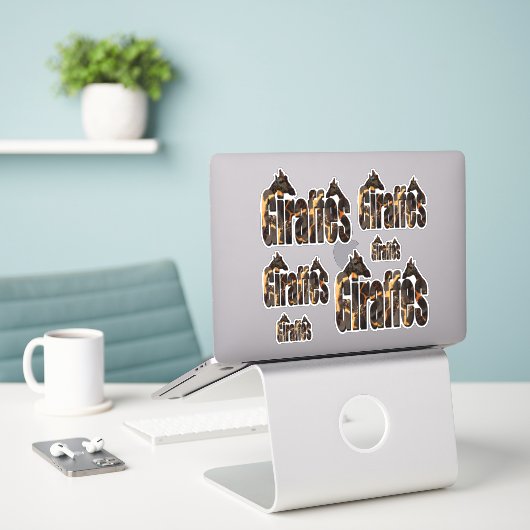 Sticker Logos photos de Giraffes, (Ordinateur portable sur le bureau)