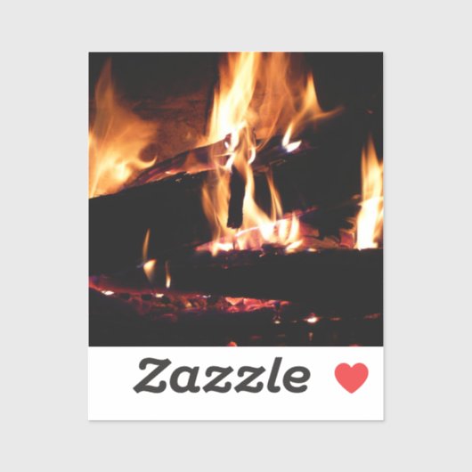 Sticker Logs dans la cheminée Photographie de feu chaud (Feuille)