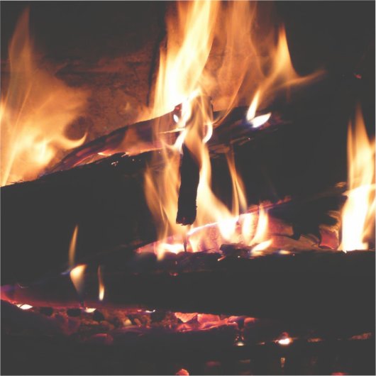 Sticker Logs dans la cheminée Photographie de feu chaud (Recto)