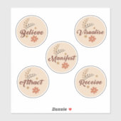 Sticker Loi de l'attraction-Mots positifs- Pack de 5 Boho (Feuille)