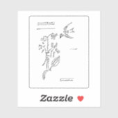 Sticker L'oiseau et le bouquet, par Apollinaire (Feuille)