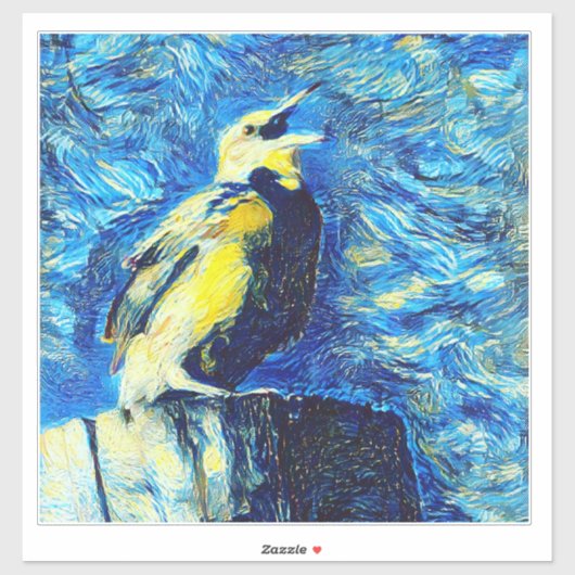 Sticker L'oiseau solitaire dans le style VanGogh (Feuille)