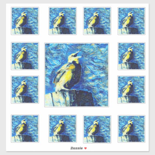 Sticker L'oiseau solitaire VanGogh Style (Feuille)