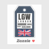 Sticker London Boarding Pass - Angleterre LGW (Feuille)