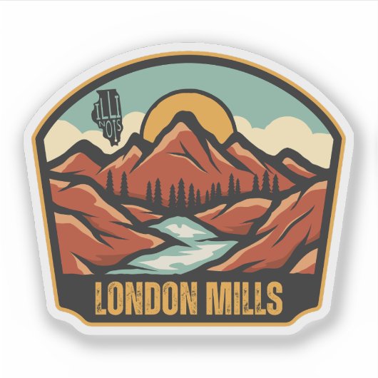 Sticker London Mills, Illinois  (Devant)