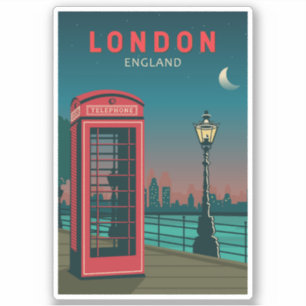 Sticker Londres Angleterre Retro Travel Art Vintage