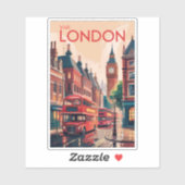 Sticker Londres Angleterre Travel Art Vintage (Feuille)