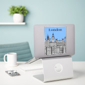 Sticker Londres Cityscape noir & blanc avec ciel bleu (Ordinateur portable sur le bureau)