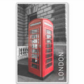 Sticker Londres Téléphone Vintage Box UK Rétro Téléphone (Devant)