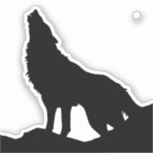 Sticker Lone Wolf Standing on a Hill Black Blue Pop Art (Recto)