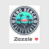 Sticker Long Beach California Tropical Sunset Souvenir les (Feuille)