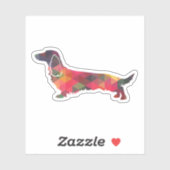 Sticker Long Haied Dachshund Geo Silhouette Multi (Feuille)