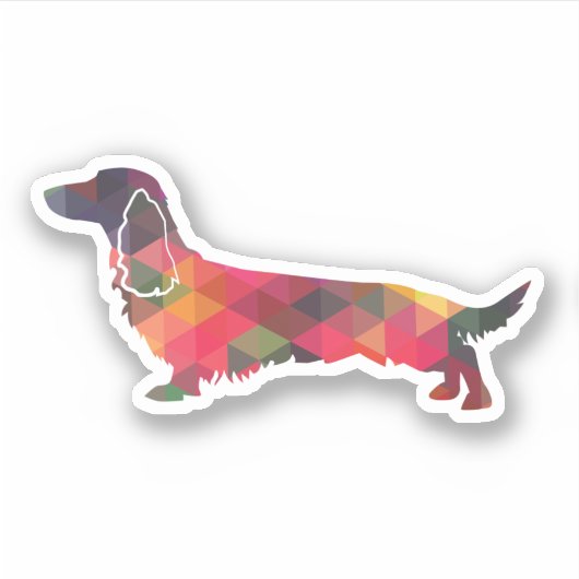 Sticker Long Haied Dachshund Geo Silhouette Multi (Devant)