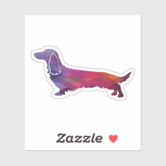 Sticker Long Haied Dachshund Geo Silhouette violet