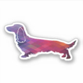 Sticker Long Haied Dachshund Geo Silhouette violet (Devant)