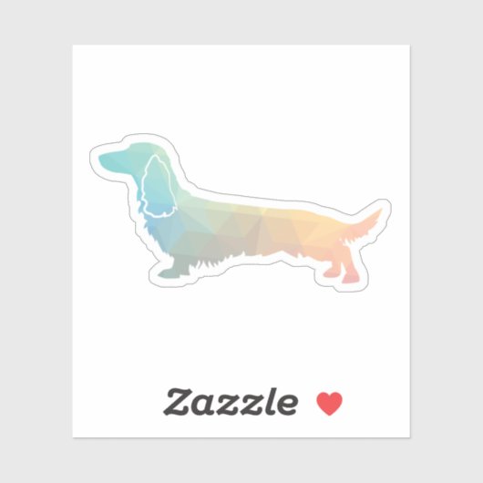 Sticker Long Haired Dachshund Geo Silhouette Pastel (Feuille)