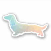 Sticker Long Haired Dachshund Geo Silhouette Pastel (Devant)