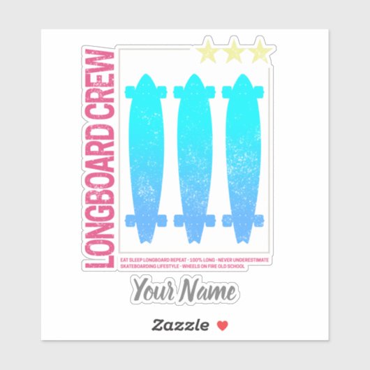 Sticker Longboard Retro Skateboard Conception de skate Vin (Feuille)