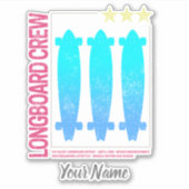 Sticker Longboard Retro Skateboard Conception de skate Vin (Devant)