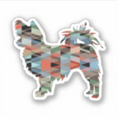 Sticker Longue Haied Chihuahua Geo Silhouette Plaid (Devant)
