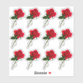 Sticker longue tige rouge feuille rose (Feuille)
